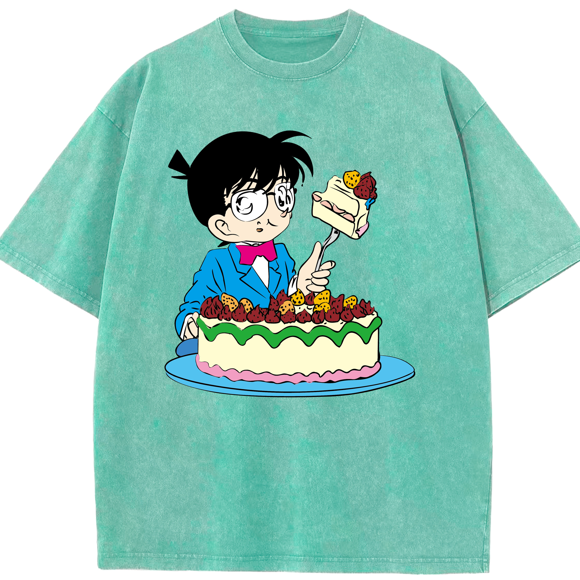 （画像用） 名探偵コナン 江戸川 コナン Detective Conan Conan Edogawa 綿100% ヴィンテージ風 半袖Tシャツ（フロントプリント）